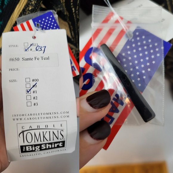 NWT Blue Tan Asymmetrical Loose The Big Shirt Carole Tomkins Santa Fe Size 2XL - Picture 10 of 11